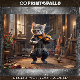 Papel De Seda Un gatito victoriano talentoso jugando al violín