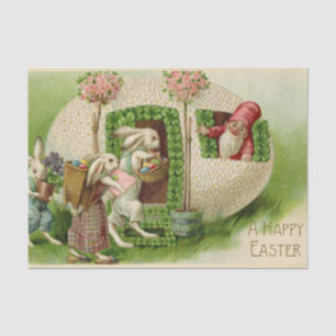 Papel De Seda Un gnomo de Pascua da la bienvenida a conejos que 