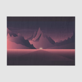 Papel De Seda Un ilustracion de atardecer de montaña