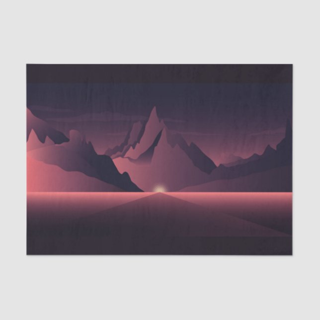 Papel De Seda Un ilustracion de atardecer de montaña (Anverso)