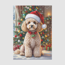 Papel De Seda Un lindo caniche festivo de Navidad