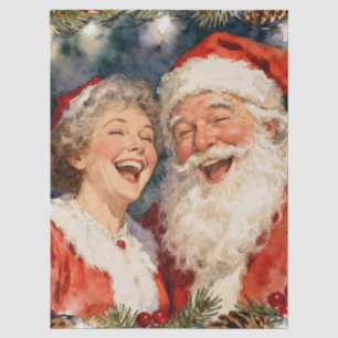 Papel De Seda Un lindo señor y señora Claus de Navidad