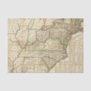 Papel De Seda Un mapa de los caminos, de los canales y del barco