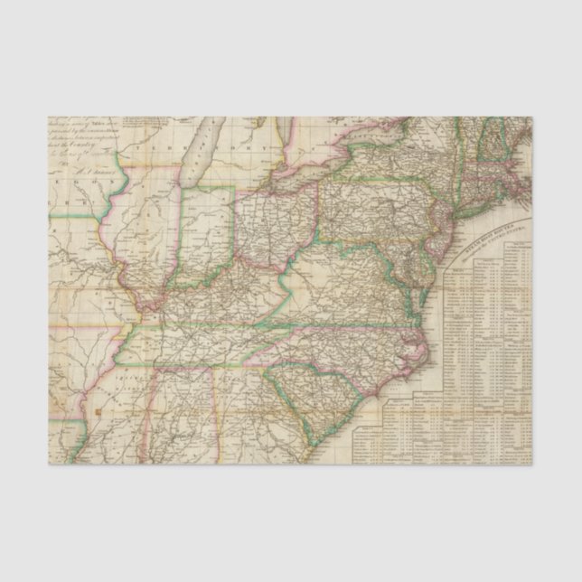 Papel De Seda Un mapa de los caminos, de los canales y del barco (Anverso)