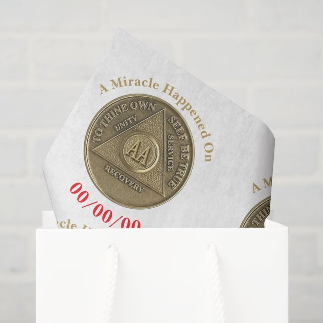 Papel De Seda Un milagro ocurrió el CUSTOM DATE Sober AA en mone (Bolsa de regalo)