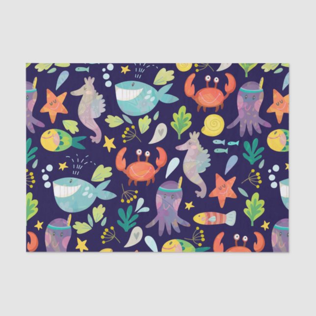 Papel De Seda Un mundo marino divertido (Anverso)