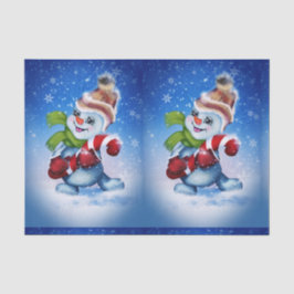 Papel De Seda Un muñeco de nieve festivo          