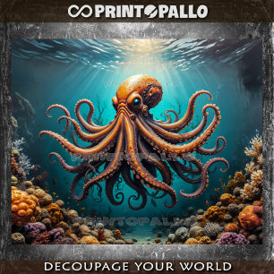 Papel De Seda Un océano de pulpo bajo el agua con la barrera de
