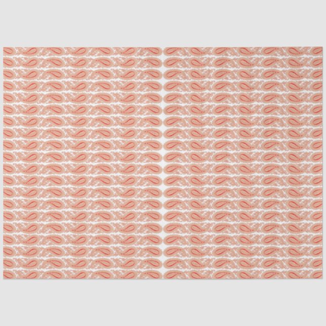 Papel De Seda un patrón naranja y blanco sobre un fondo blanco (Anverso)