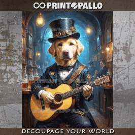 Papel De Seda Un perro de Labrador noble tocando guitarra -