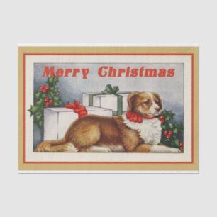 Papel De Seda ¡Un Perro Vintage Dice Feliz Navidad!
