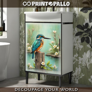 Papel De Seda Un pescador acuarela en una rama