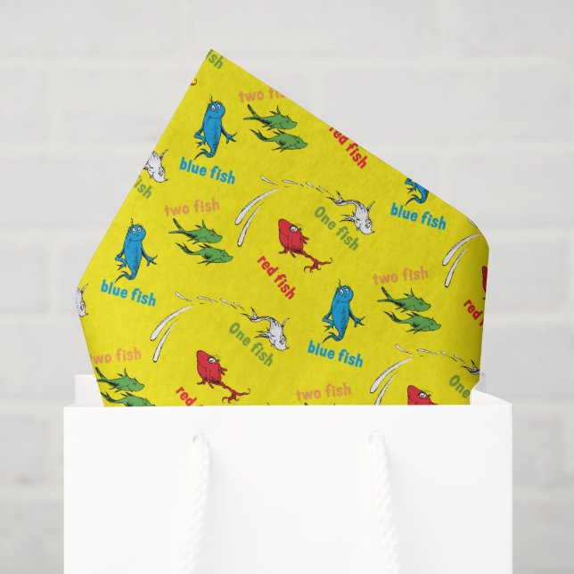 Papel De Seda Un pez dos peces patrón amarillo (Bolsa de regalo)