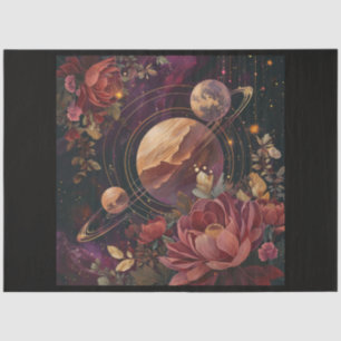 Papel De Seda Un planeta cósmico y cristales Serie Diseño 1
