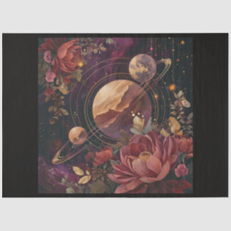 Papel De Seda Un planeta cósmico y cristales Serie Diseño 1