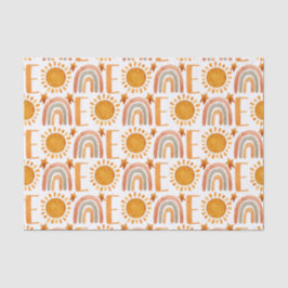 Papel De Seda Un primer cumpleaños acuarela Boho Arcoiris y sol