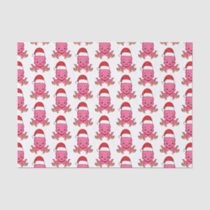 Papel De Seda Un pulpo alegre lindo usando Navidades gorra perso