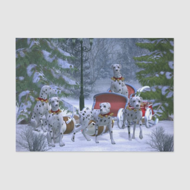 Papel De Seda Un Santa Dalmátiano y sus renos dálmatas (Anverso)