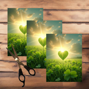Papel De Seda Un tierno corazón de trébol bajo el cielo vesperti