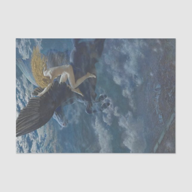 Papel De Seda Un valkirie monta un caballo alado, Dream Idyll (Anverso)