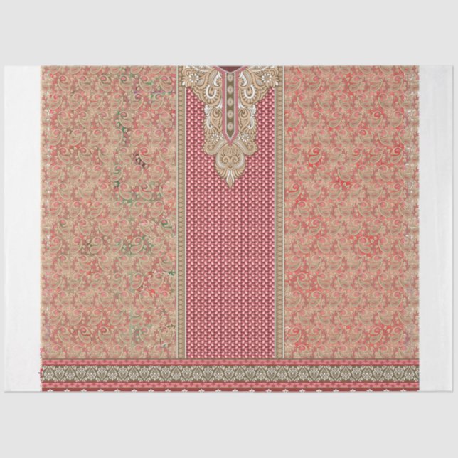 Papel De Seda una alfombra roja y beige con un borde dorado (Anverso)