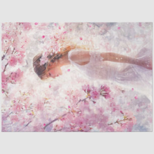 Papel De Seda Una chica soñadora de flor de cerezo Serie Diseño