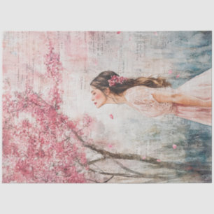 Papel De Seda Una chica soñadora de flor de cerezo Serie Diseño