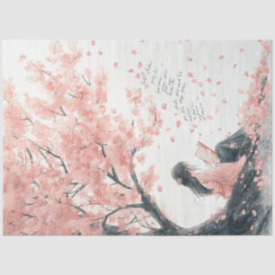 Papel De Seda Una chica soñadora de flor de cerezo Serie Diseño