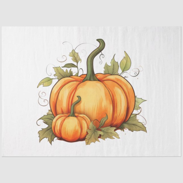 Papel De Seda Una Colección de Diseños de Calabazas de Otoño 13 (Anverso)