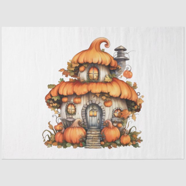 Papel De Seda Una colección de diseños de calabazas de otoño 6 (Anverso)