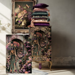 Papel De Seda Una dama y un faisán, Chinoiserie, retrato artísti