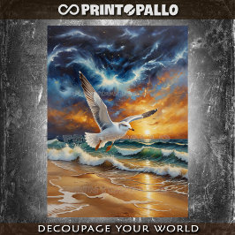 Papel De Seda Una gaviota que sobrevuela el tormentoso océano