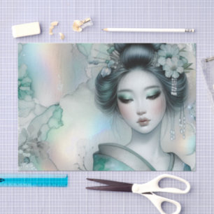 Papel De Seda Una Geisha en Serie de Diseño Verde #16
