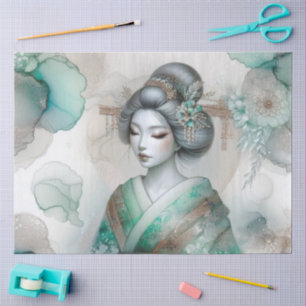 Papel De Seda Una Geisha en Serie de Diseño Verde #20