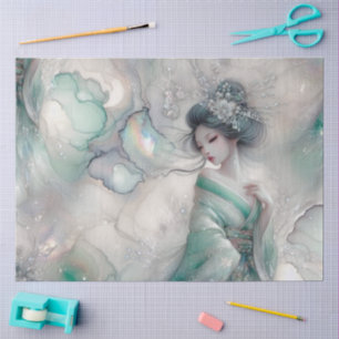 Papel De Seda Una Geisha en Serie de Diseño Verde #22
