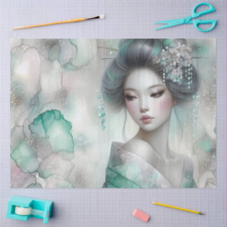 Papel De Seda Una Geisha en Serie de Diseño Verde #24