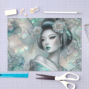 Papel De Seda Una Geisha en Serie de Diseño Verde #8