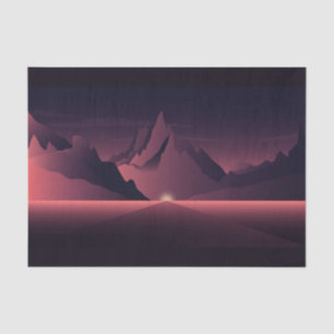 Papel De Seda Una ilustración de una puesta de sol en la montaña