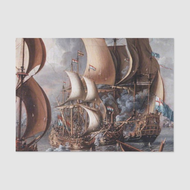 Papel De Seda "Una lucha marítima" por Lorenzo a Castro (Anverso)