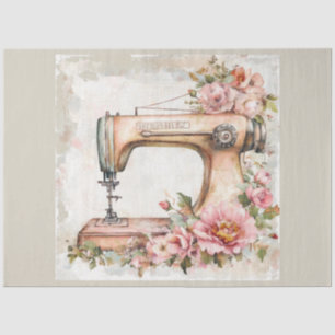 Papel De Seda Una máquina de coser floral serie diseño #17