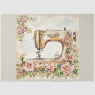 Papel De Seda Una máquina de coser floral serie diseño #18
