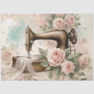 Papel De Seda Una máquina de coser floral  Serie Diseño #4