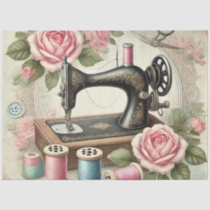 Papel De Seda Una máquina de coser floral  serie diseño #6
