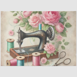 Papel De Seda Una máquina de coser floral serie diseño #7