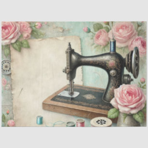 Papel De Seda Una máquina de coser floral serie diseño #8