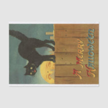 Una mora Hallowe'en Spooky Black Cat Vintage Art