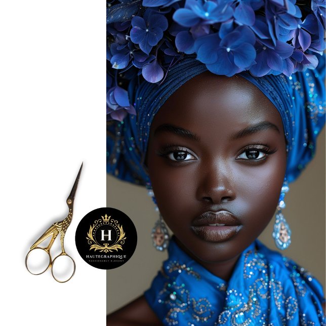 Papel De Seda Una mujer afroamericana en una muestra floral azul (Subido por el creador)