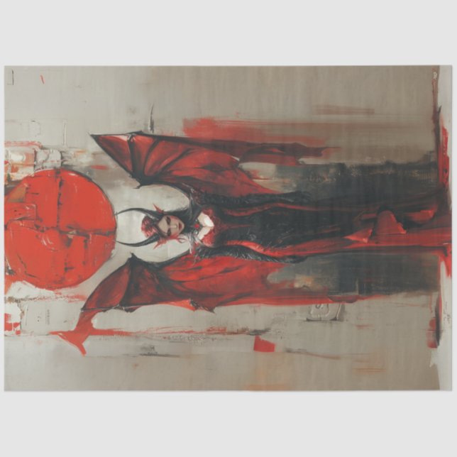 Papel De Seda Una mujer gótica descompuesta en rojo (Anverso)