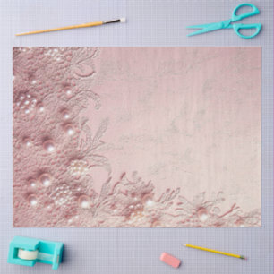 Papel De Seda Una Perla Rosa y Serie de Encaje Diseño #14