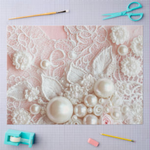 Papel De Seda Una Perla Rosa y Serie de Encaje Diseño #5